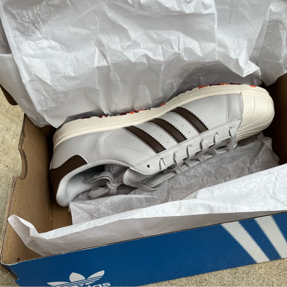 adidas Superstar Golf Sz 11.5 GREY BROWN Shoes ID9298 NEW! NWB - Picture 8 of 9